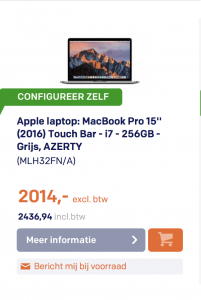 15 inch 2016 nieuwe MacBook Pro
